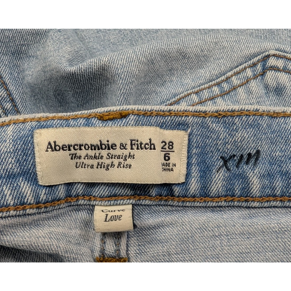 Abercrombie sz 28/6 The Ankle Straight Ultra High Rise Jeans distressed 3532 - Picture 6 of 7